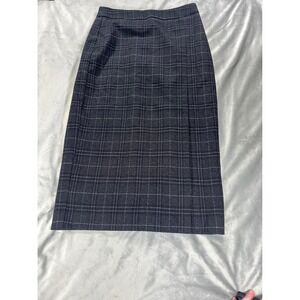 Vince Camuto Grey Plaid Pencil Skirt Women's Sz 0 Academia Office Front Slit